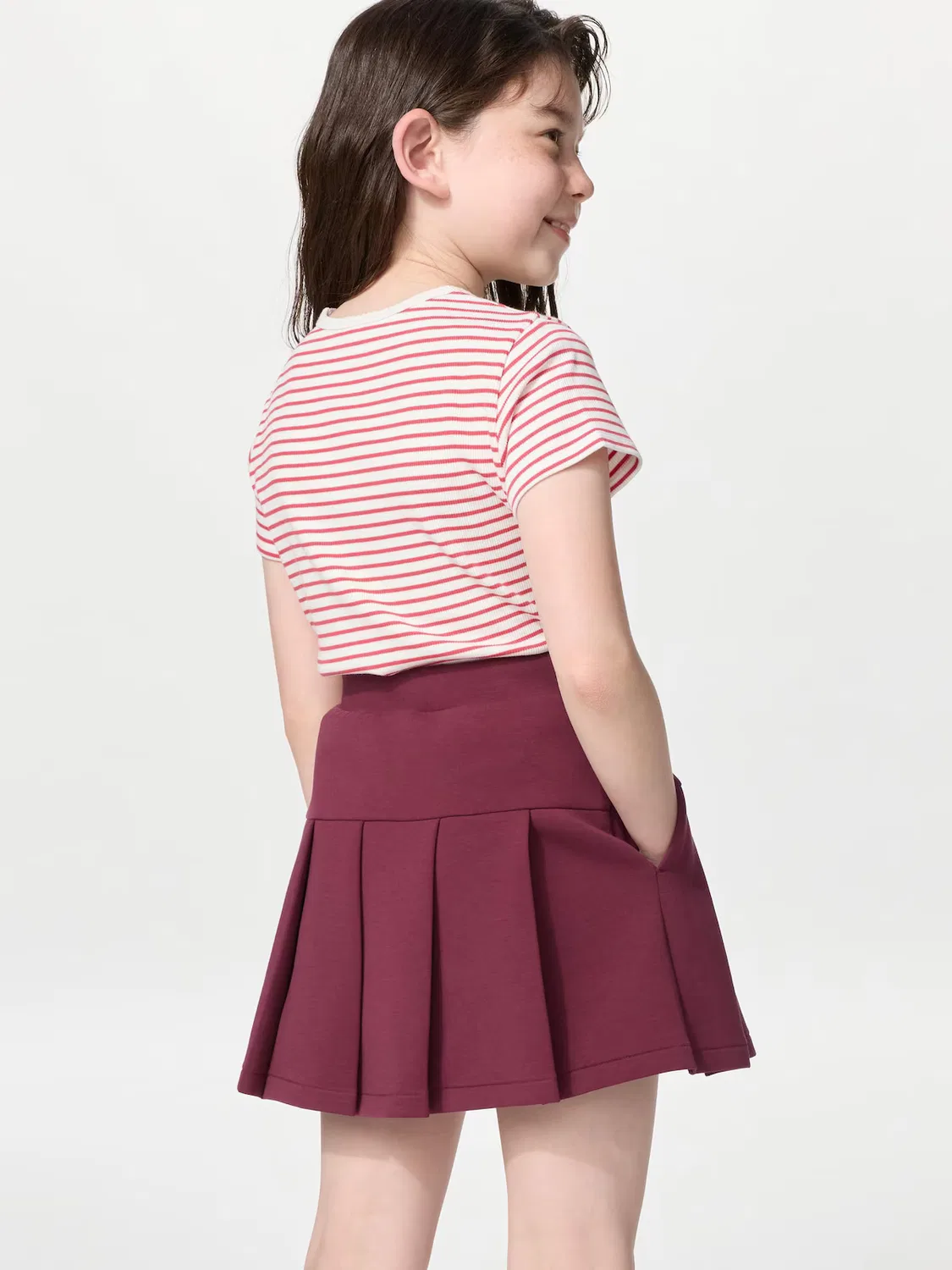 Мини-Юбка Uniqlo для девочек из сухой хлопковой ткани, сухая хлопковая ткань, темно-синий — фото 2