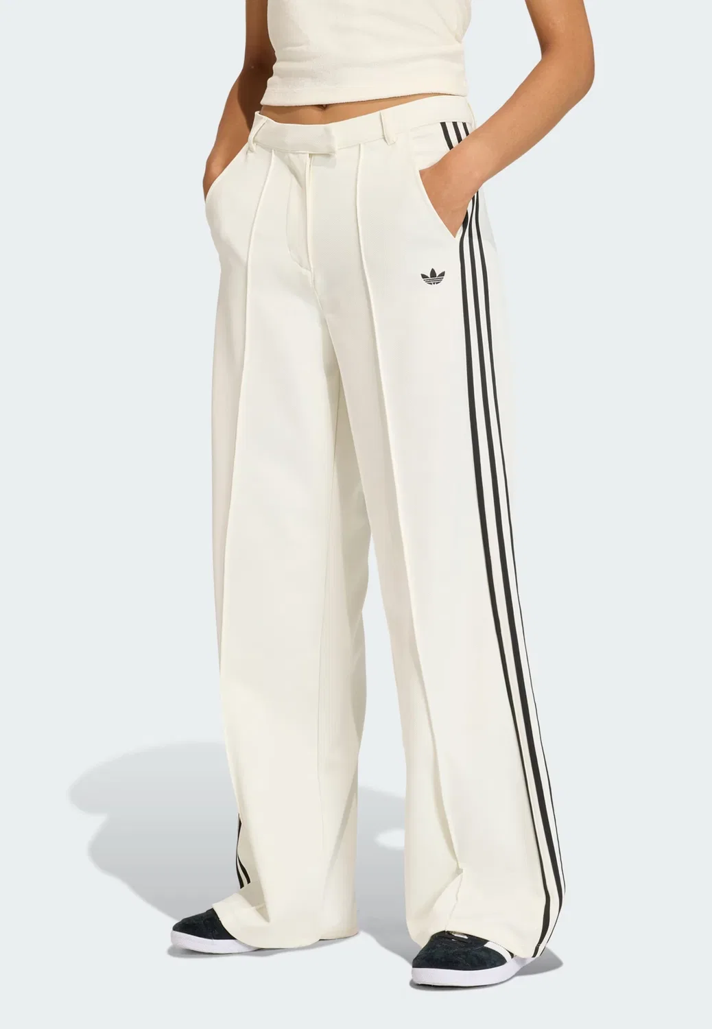 Брюки Adidas Originals с широкими штанинами цвет SPORT TAILORED, белый — фото 2