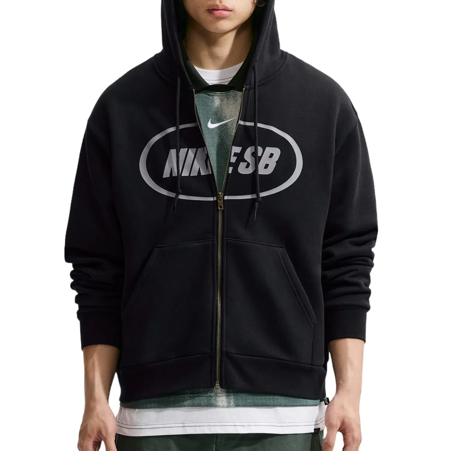 Мужское худи для скейтбординга SB Fleece Full-Zip Skate Hoodie 'Black' Nike, черный — фото 4