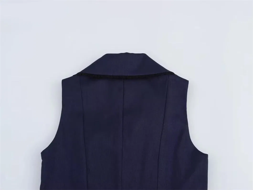 Женское мини-платье с плиссировкой Peter Pan Collar, Navyblue — фото 4