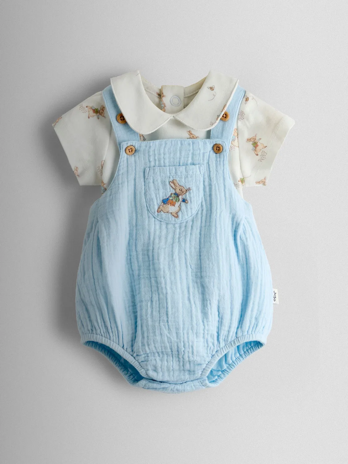 Комбинезон-боди с Питером Кроликом Jojo Maman Bébé, голубой — фото 2