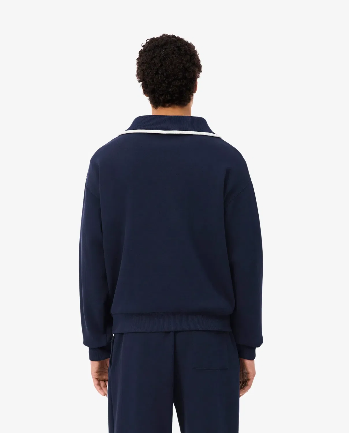 Свитшот Lacoste Oversize мужской с высоким воротником на молнии, двойное пике, Azul Marino — фото 2