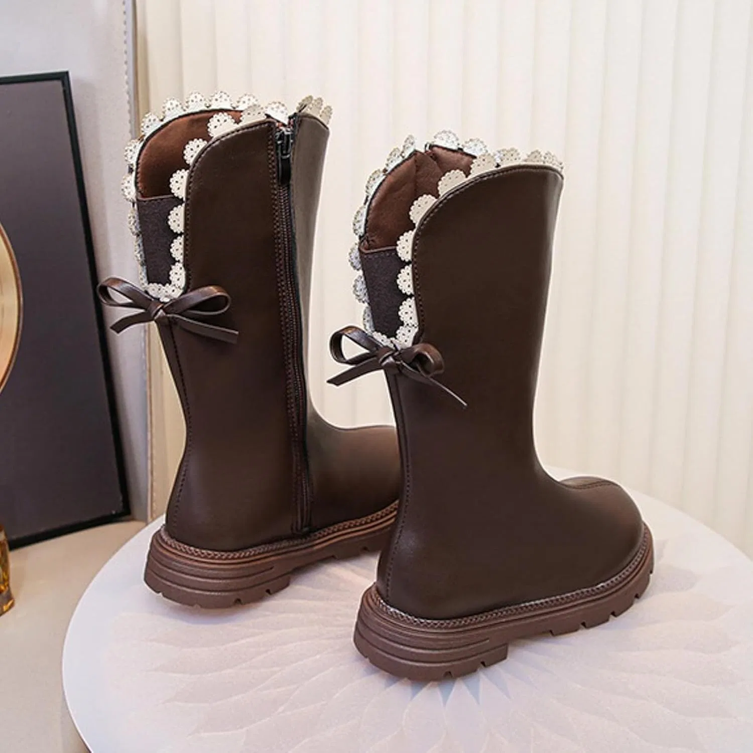 Детские сапоги для девочек с принтом Western Cowgirl, модель Princess Riding Boots, Brown — фото 4