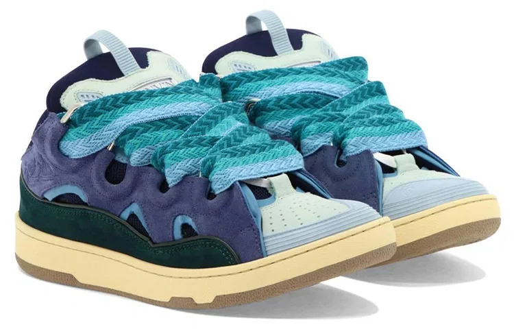 Кроссовки кожаные Lanvin Original Shoe Box сине-фиолетовые — фото 3
