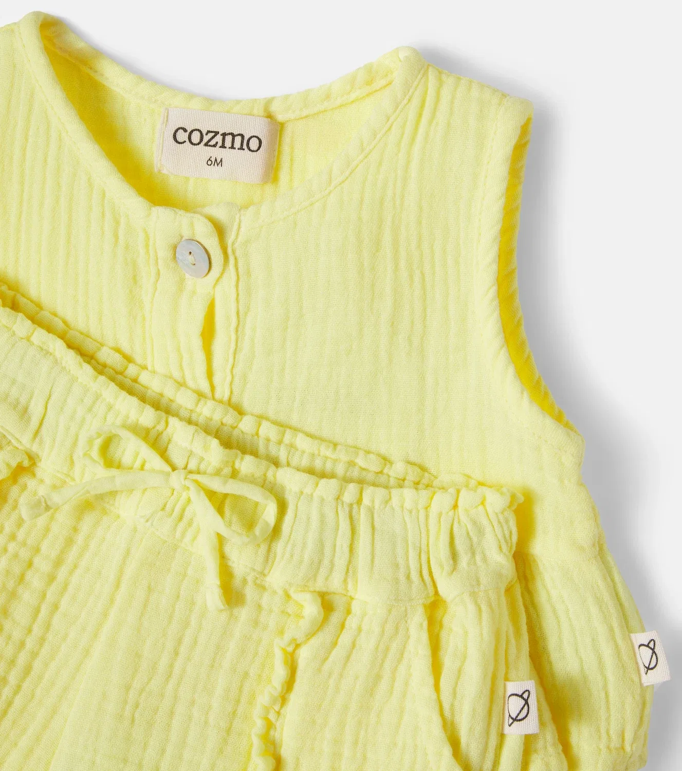 Комплект из топа и шорт хлопковый Baby Posy Cozmo, желтый — фото 3