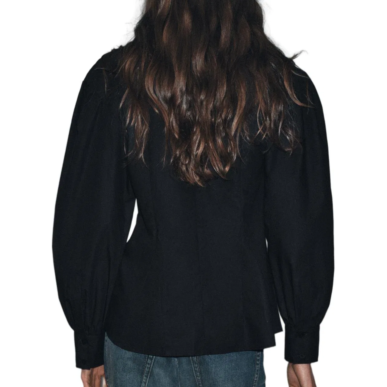 Женская рубашка с лацканами ZW Shirts, ZARA, Black — фото 4