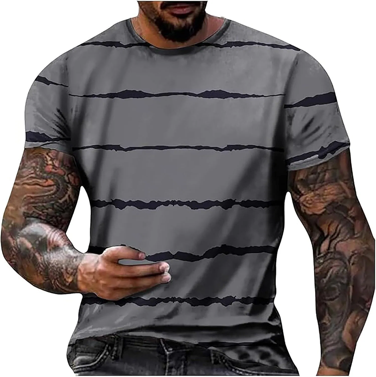 Мужская футболка с полосками, Dark Gray