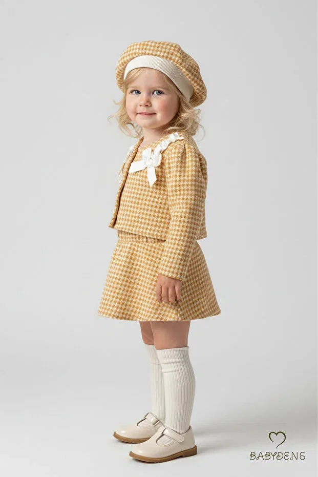 Детский комплект для девочек с принтом Lumberjack Fabric Spring Set Babyden'S, Yellow — фото 4