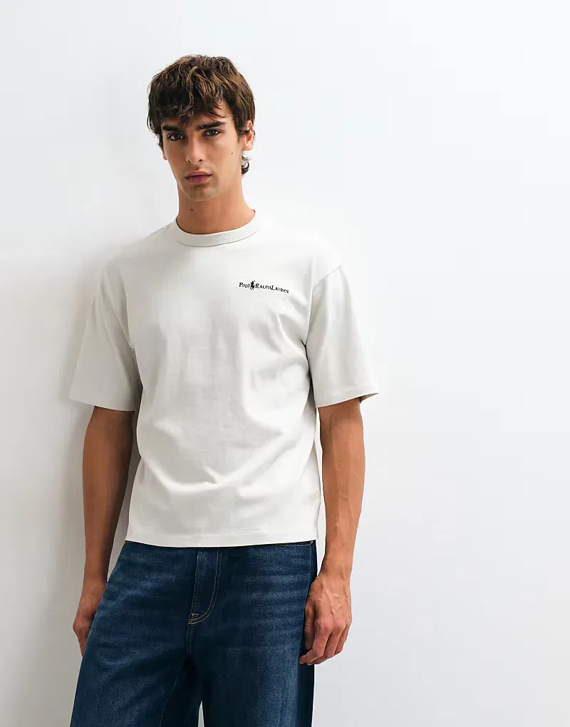 Плотная футболка Polo Ralph Lauren с логотипом в виде надписи, кремовый