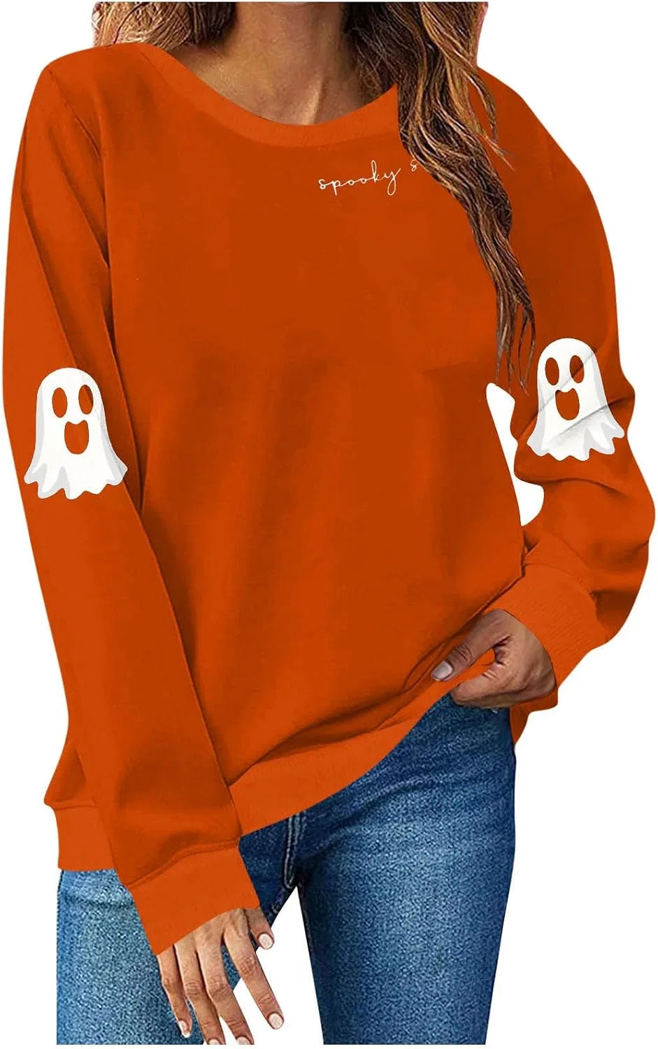 Женский свитшот с принтом Spooky Season, Bd_orange