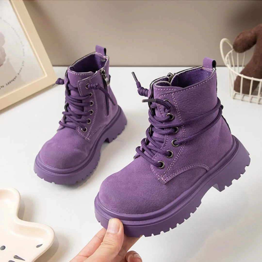 Детские ботинки на молнии сбоку со шнуровкой Canyoule, Purple — фото 2