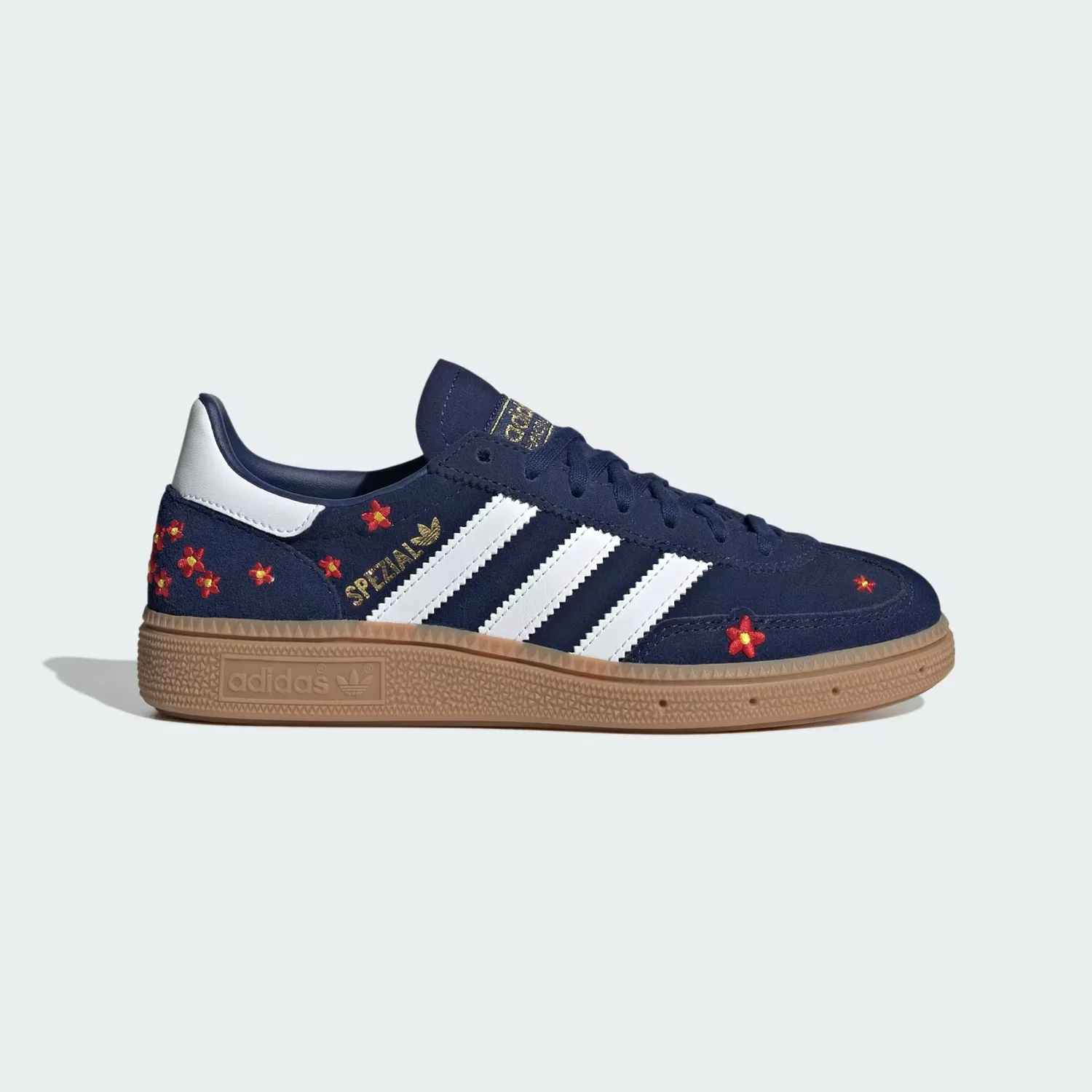 Детские кроссовки с вышитыми цветами Handball Spezial Adidas Originals, темно-синий/белый/медовый