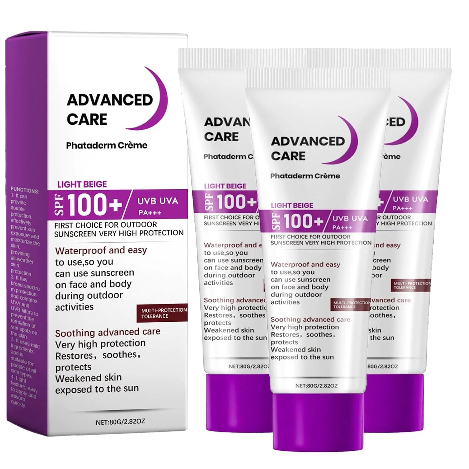 Солнцезащитный крем для лица SPF 100, антивозрастной, 3 шт Generisch