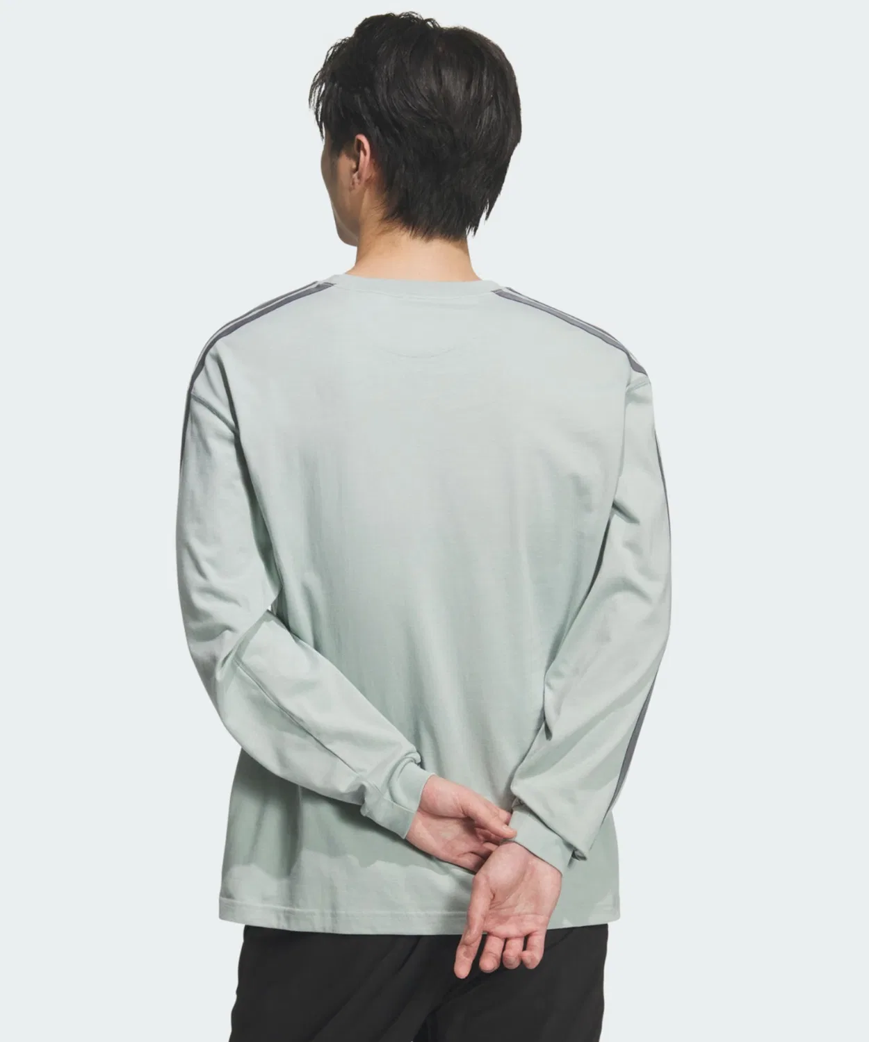 Мужская футболка с длинным рукавом свободного кроя, с тремя полосами Adidas, Green — фото 2
