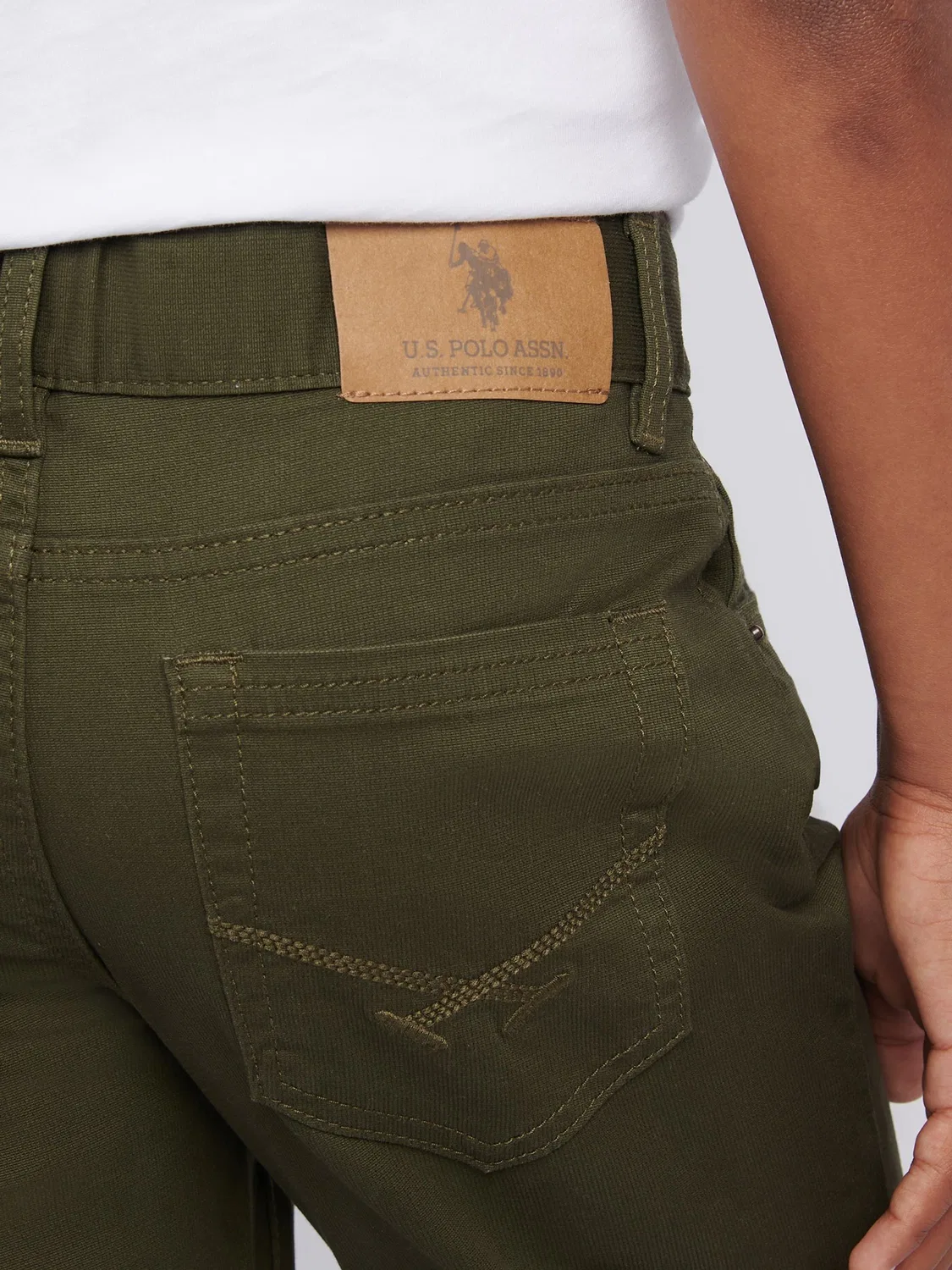 Брюки вельветовые 5 карманов, Bedford Cord U.S. Polo Assn., зеленые — фото 2