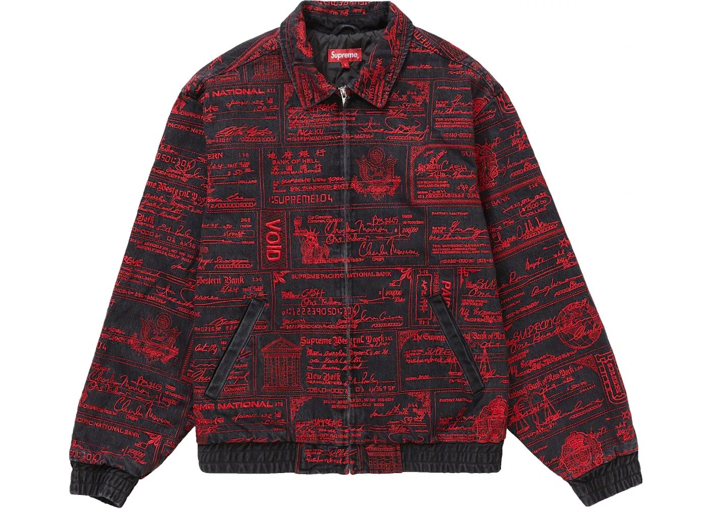 Мужская куртка-джинсовка с вышивкой Supreme Checks Denim Jacket, Black