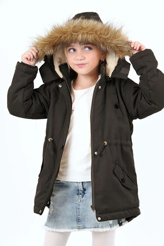 Детское пальто для девочек с водоотталкивающей пропиткой Asortik Kids, Black