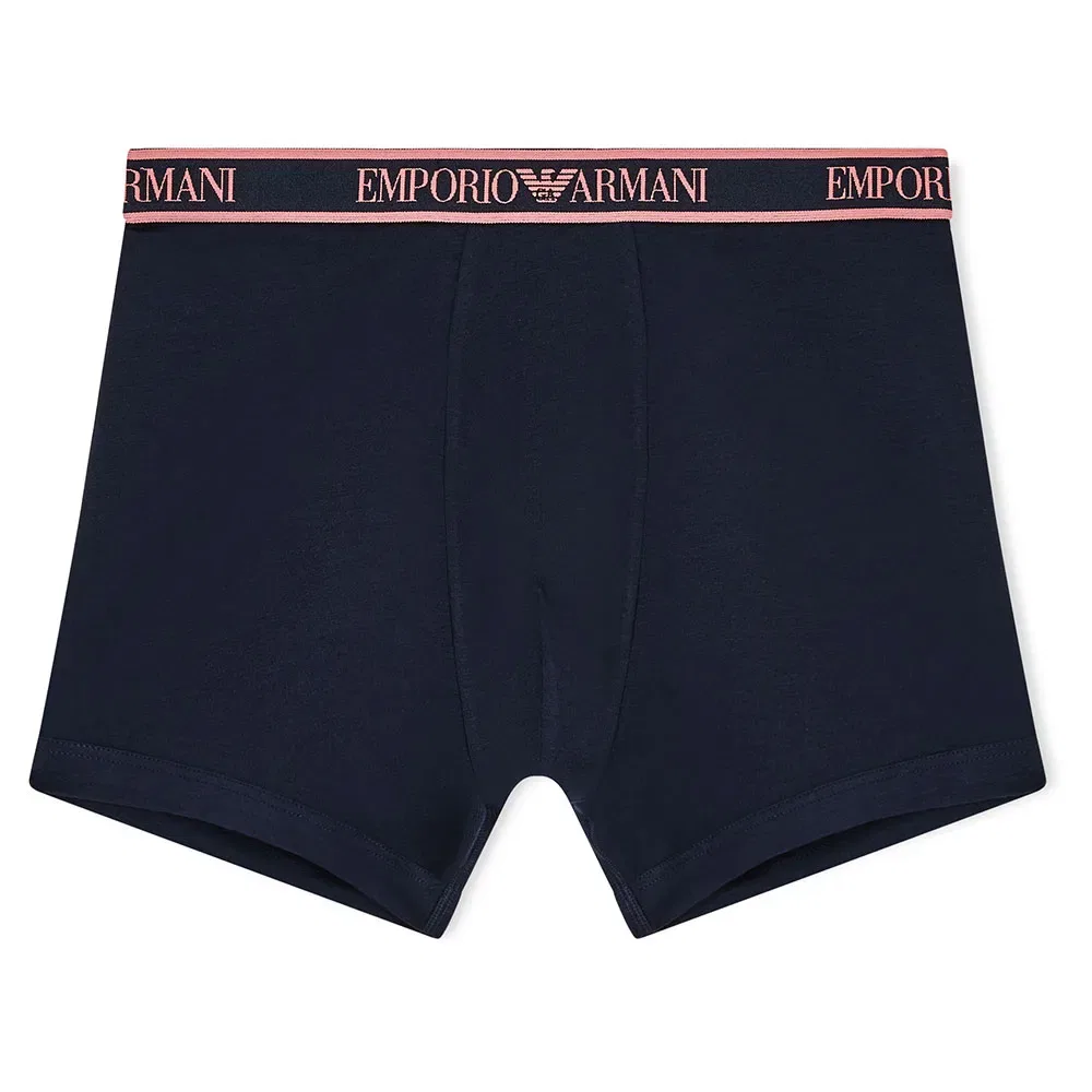 Мужские трусы-боксеры с хлопком и эластаном 3 Pack Bottom Core Logobanda Emporio armani, Black — фото 2