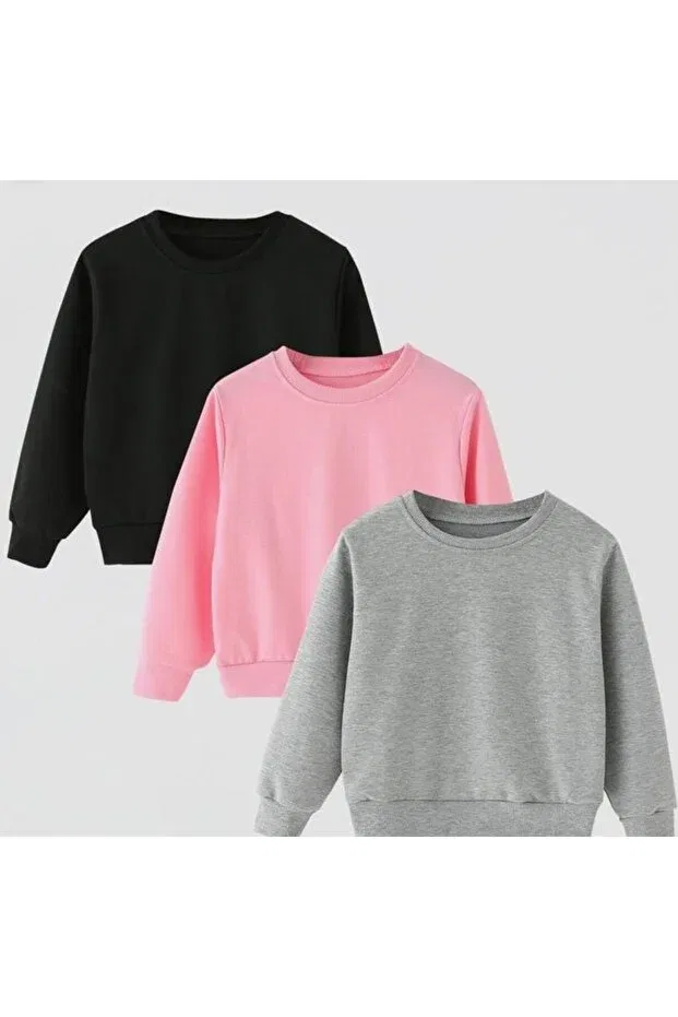 Детские свитшот для девочек с длинным рукавом Generic Brands, Black-Pink-Gray