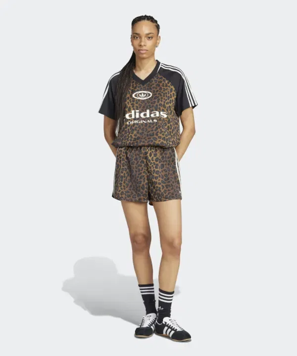 Шорты укороченные леопардовый принт Adidas, коричневый — фото 3