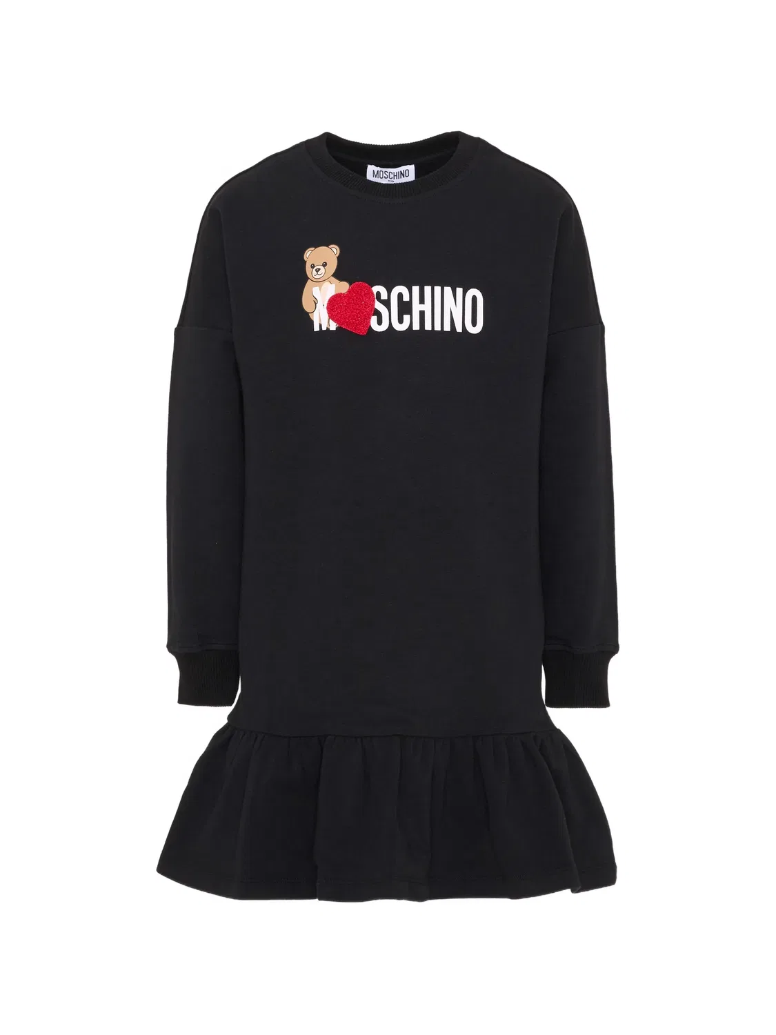 Платье с оборками и логотипом черное Moschino, черный