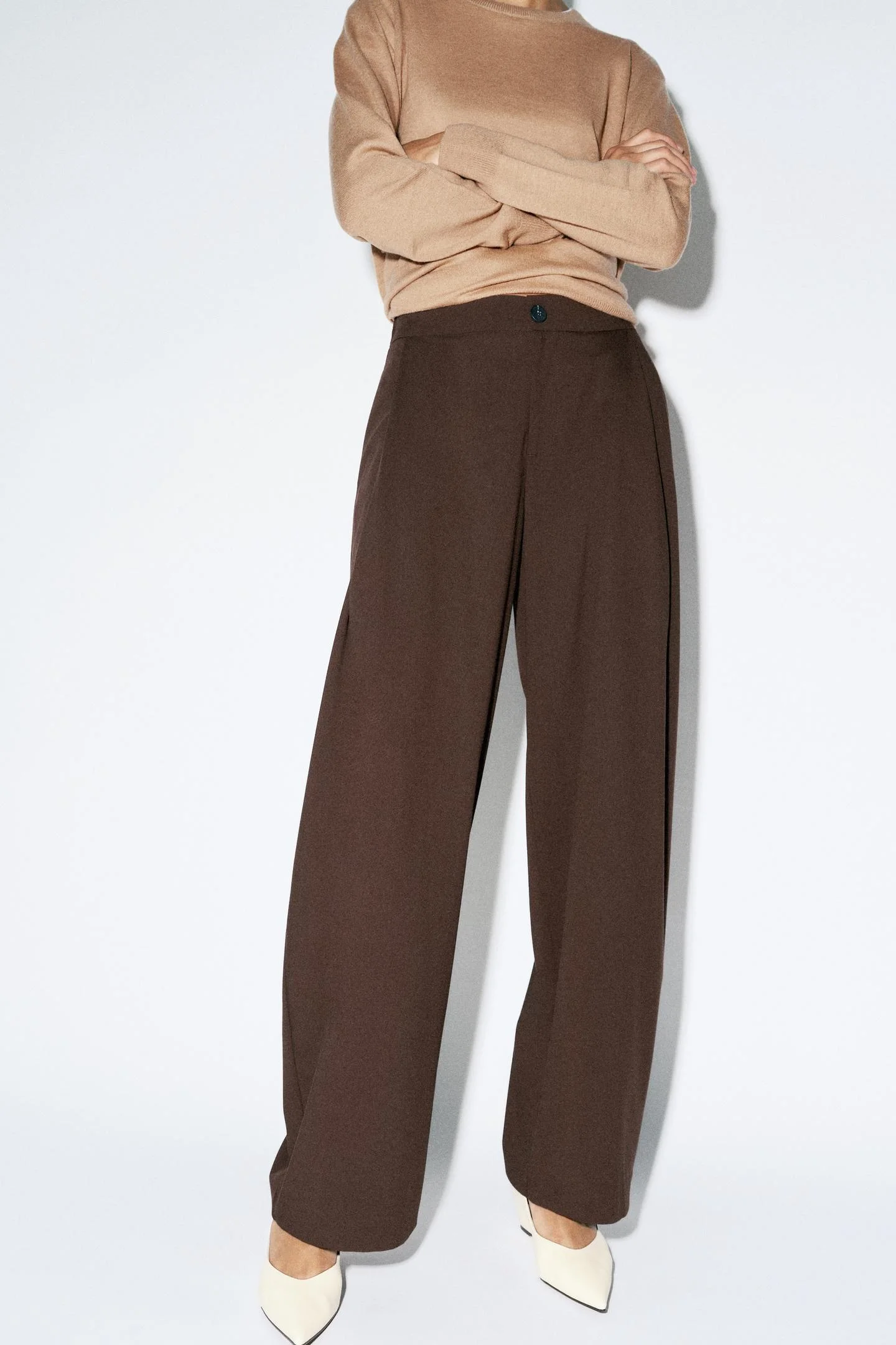 Брюки Zara Barrel, коричневый