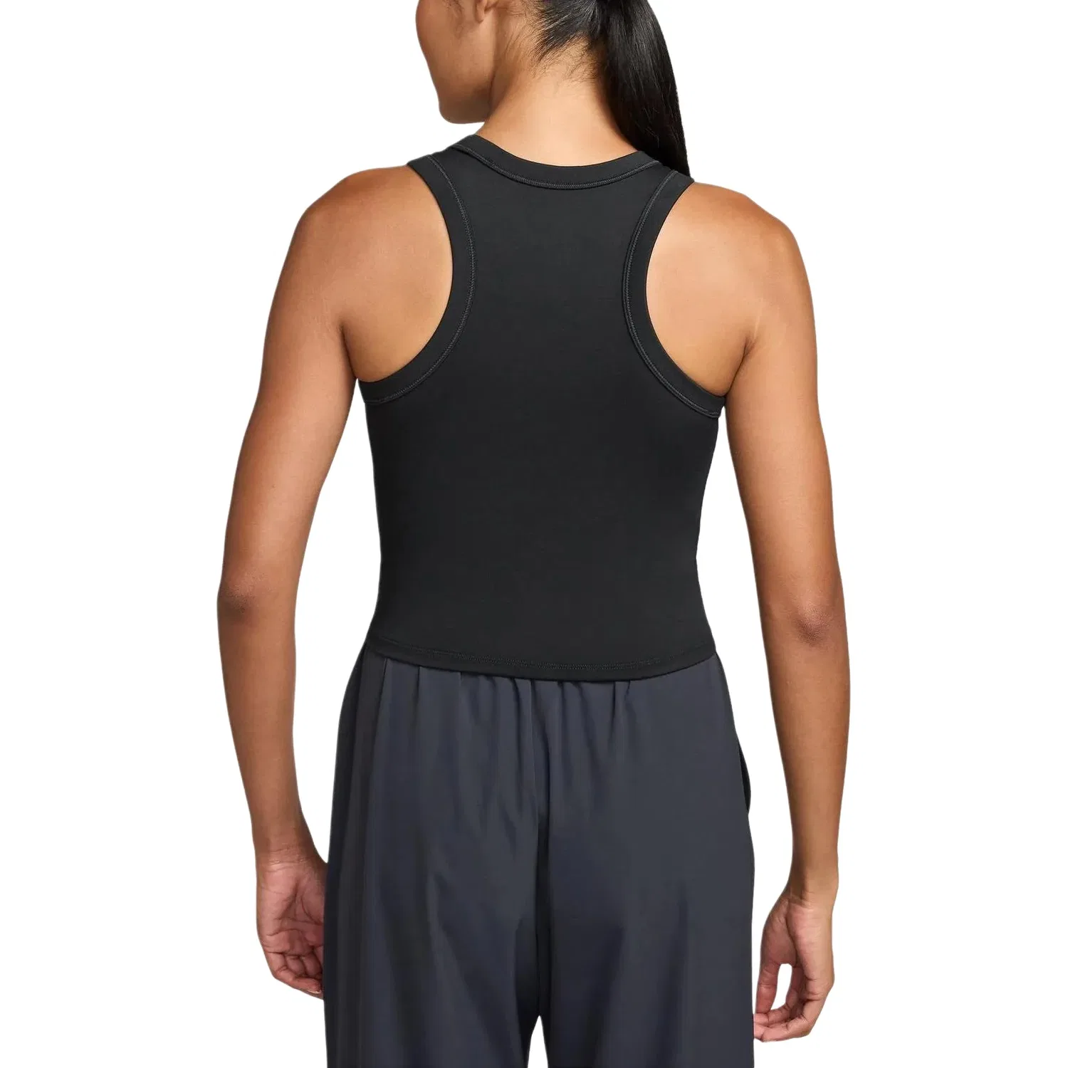 Женская футболка One Fitted Dri-FIT Cropped Tank Top 'Black White' Nike, Black/White — фото 2