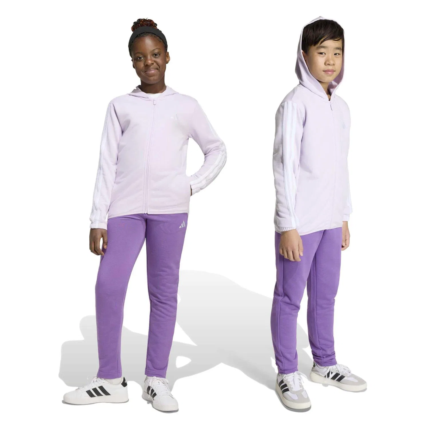 Детский спортивный костюм Adidas Sport J 3S Ft Ts 220, Ice Lavender / White — фото 2
