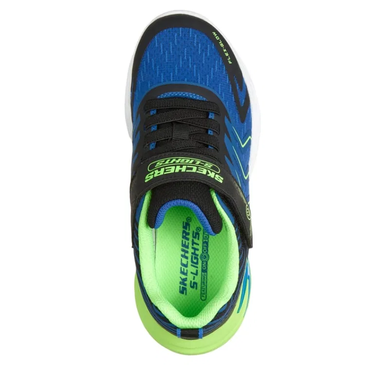 Детские кроссовки для мальчиков с подсветкой Skechers Kids S Lights Mesh, Black/Lime — фото 2