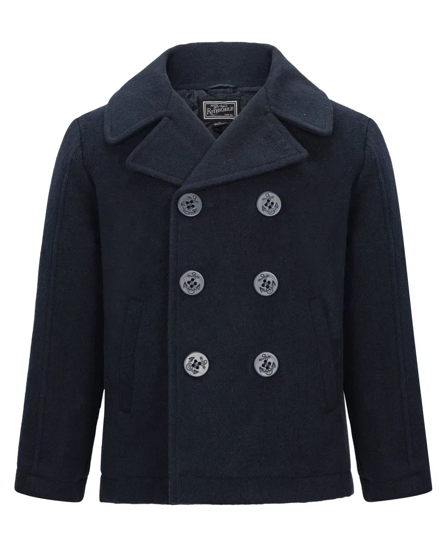 Пальто-даффлкот для мальчика Classic Double Breasted Button Front Coat S Rothschild & CO, Dark Navy