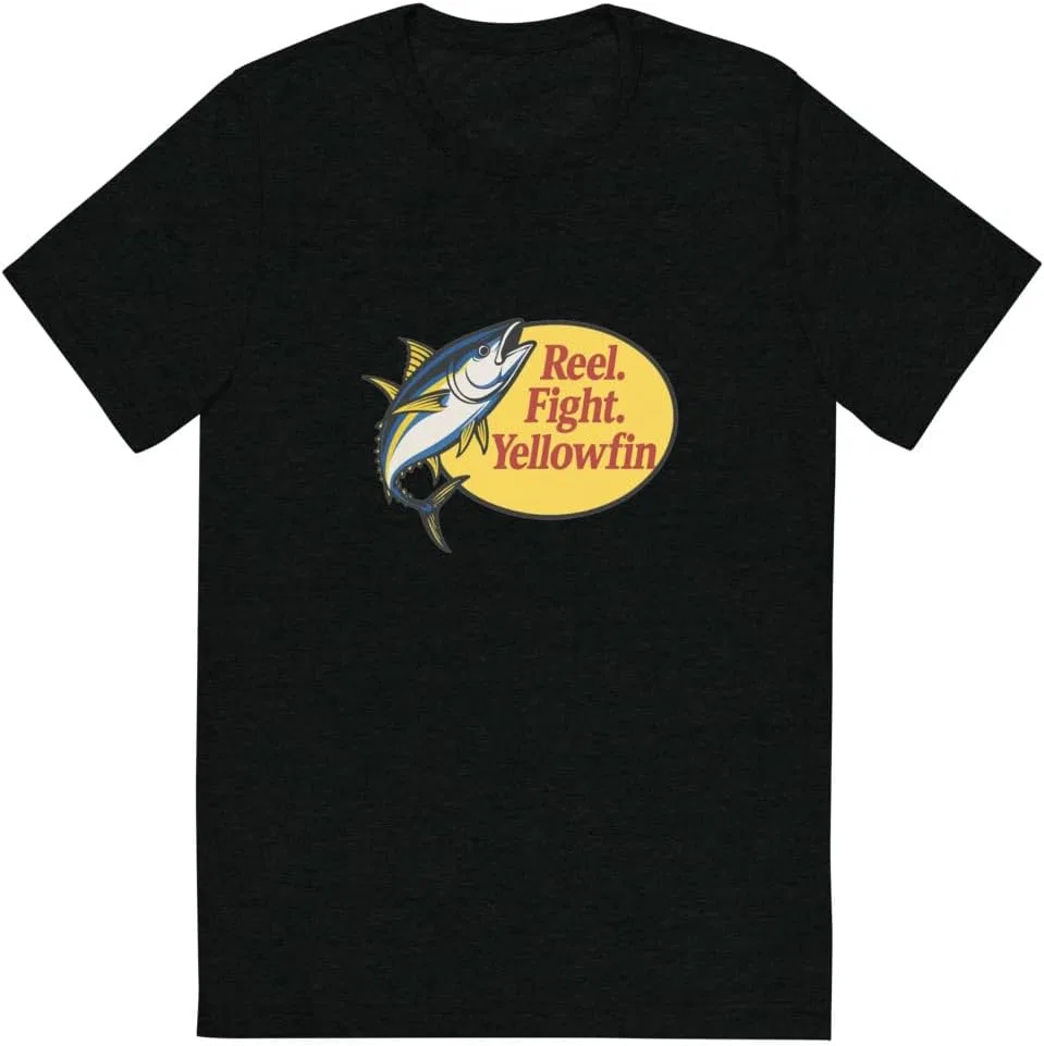Мужская футболка из трибленда Reel Fight Yellowfin Tuna, Solid Black Triblend