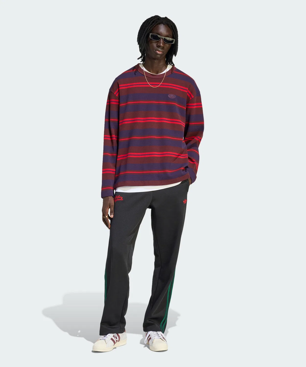 Мужская футболка с длинным рукавомиз вафли, модель 90s Alternative Sports Adidas Originals, Красный — фото 3