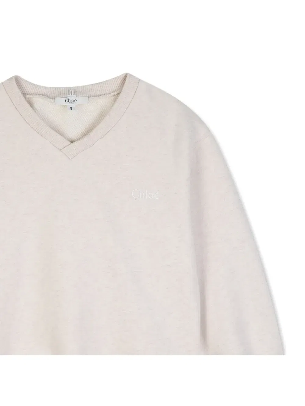 Свитер с ворником-бродери англез Chloé Kids, бежевый — фото 4