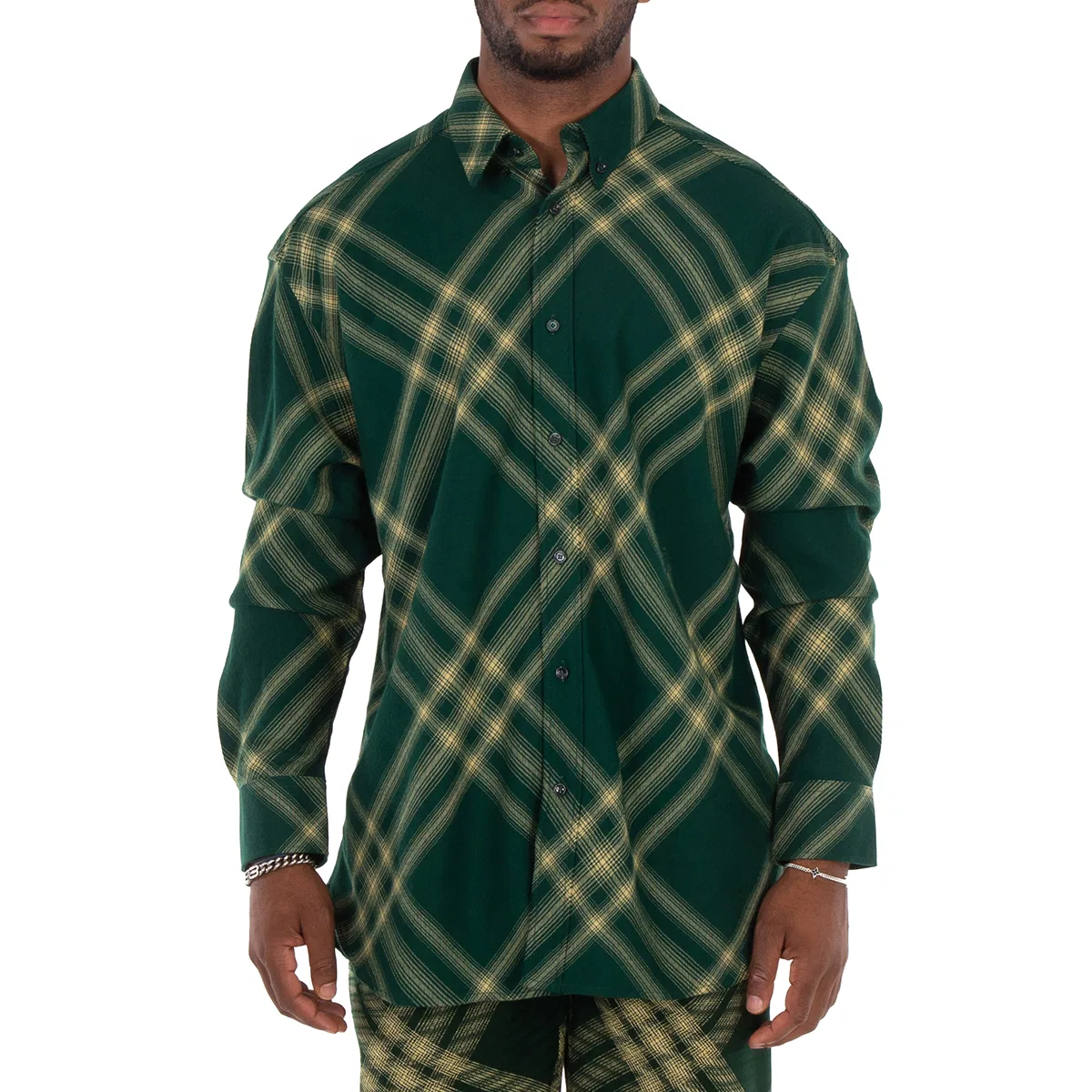 Рубашка из шерсти с принтом Ombre Check EKD Burberry, Primrose Ip Check