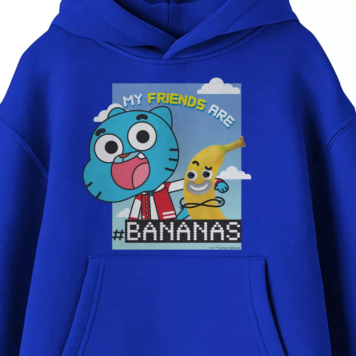 Детская толстовка с капюшоном с принтом My Friends Are Bananas The Amazing World of Gumball, Royal — фото 2