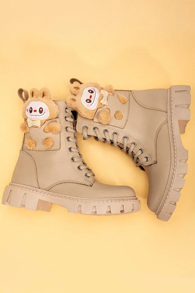 Детские ботинки для девочек на плоском ходу Lapupu Romamod, Beige