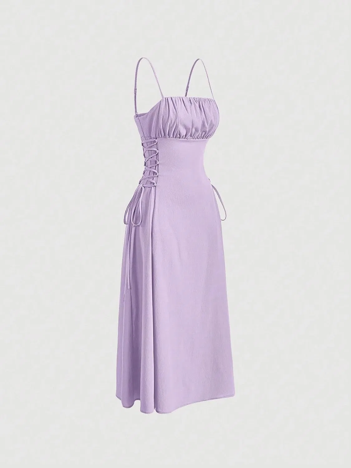 Женское ками-платье на пуговицах с открытой спиной, Mauve Purple — фото 3