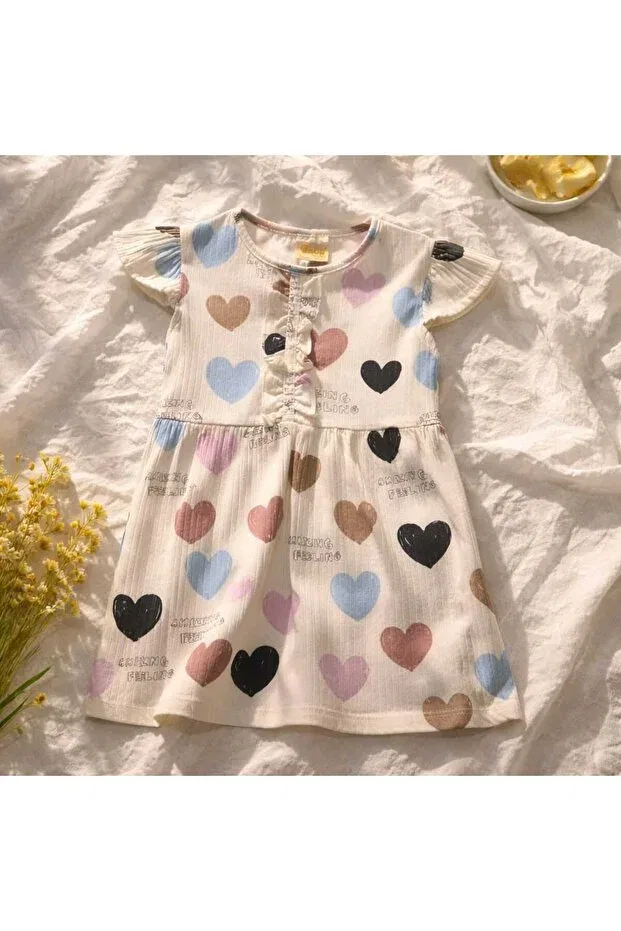 Детское платье для девочек хлопковое Heart-Shaped summer combed cotton dress Deco, Ecru