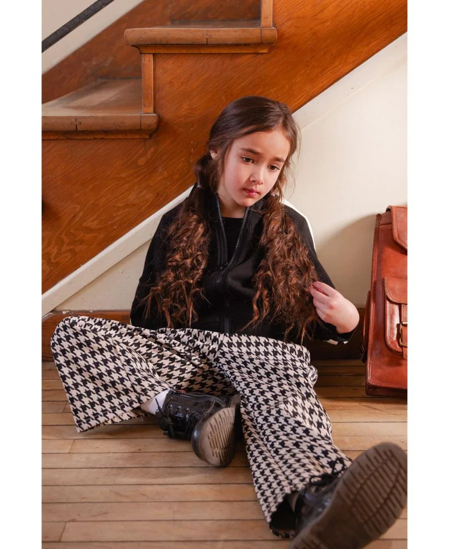 Брюки-клеш с принтом в елочку Black Caramel Deux par Deux, Black And Beige Houndstooth — фото 2