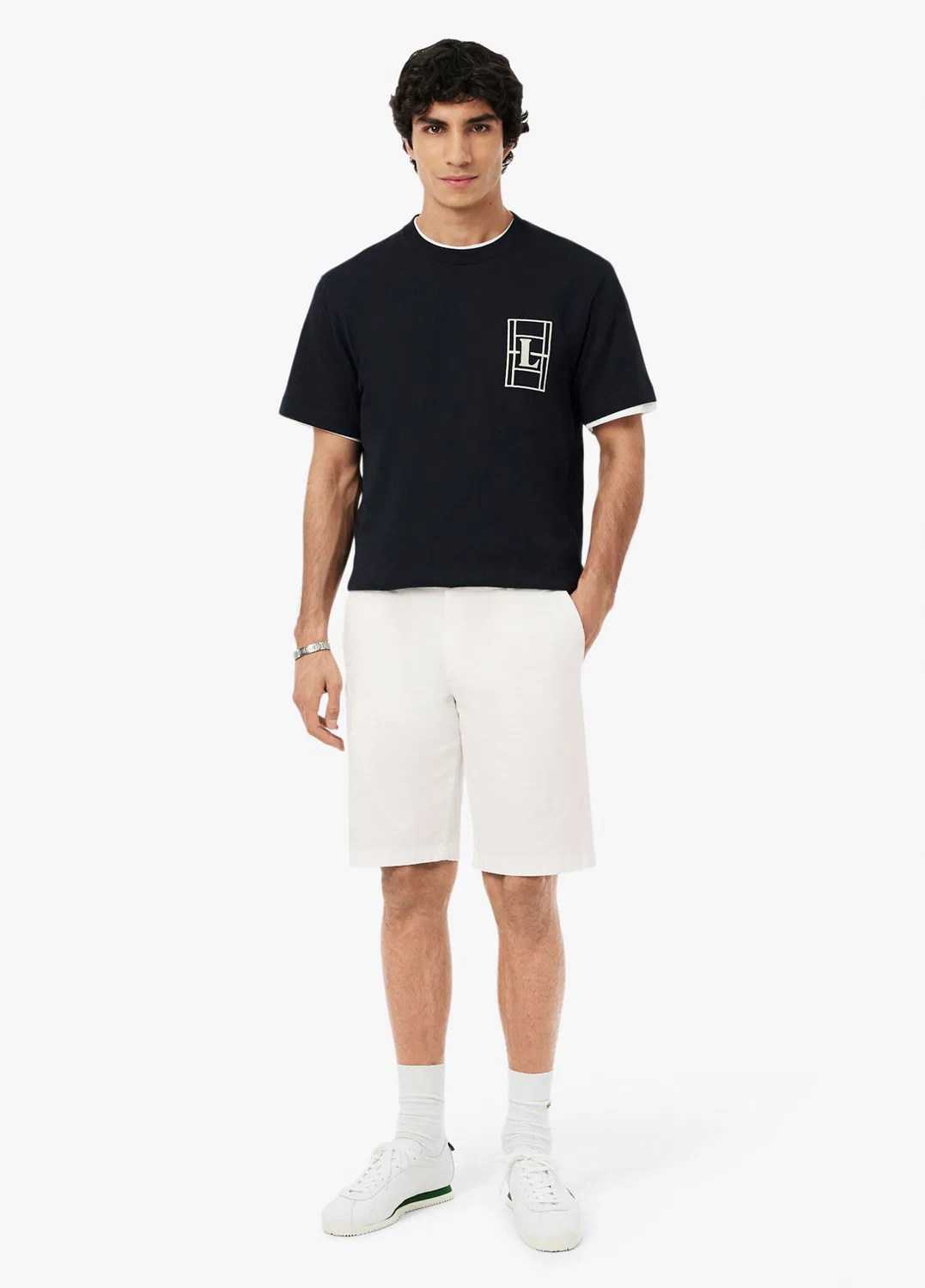 Бермуды slim fit Lacoste, white — фото 2