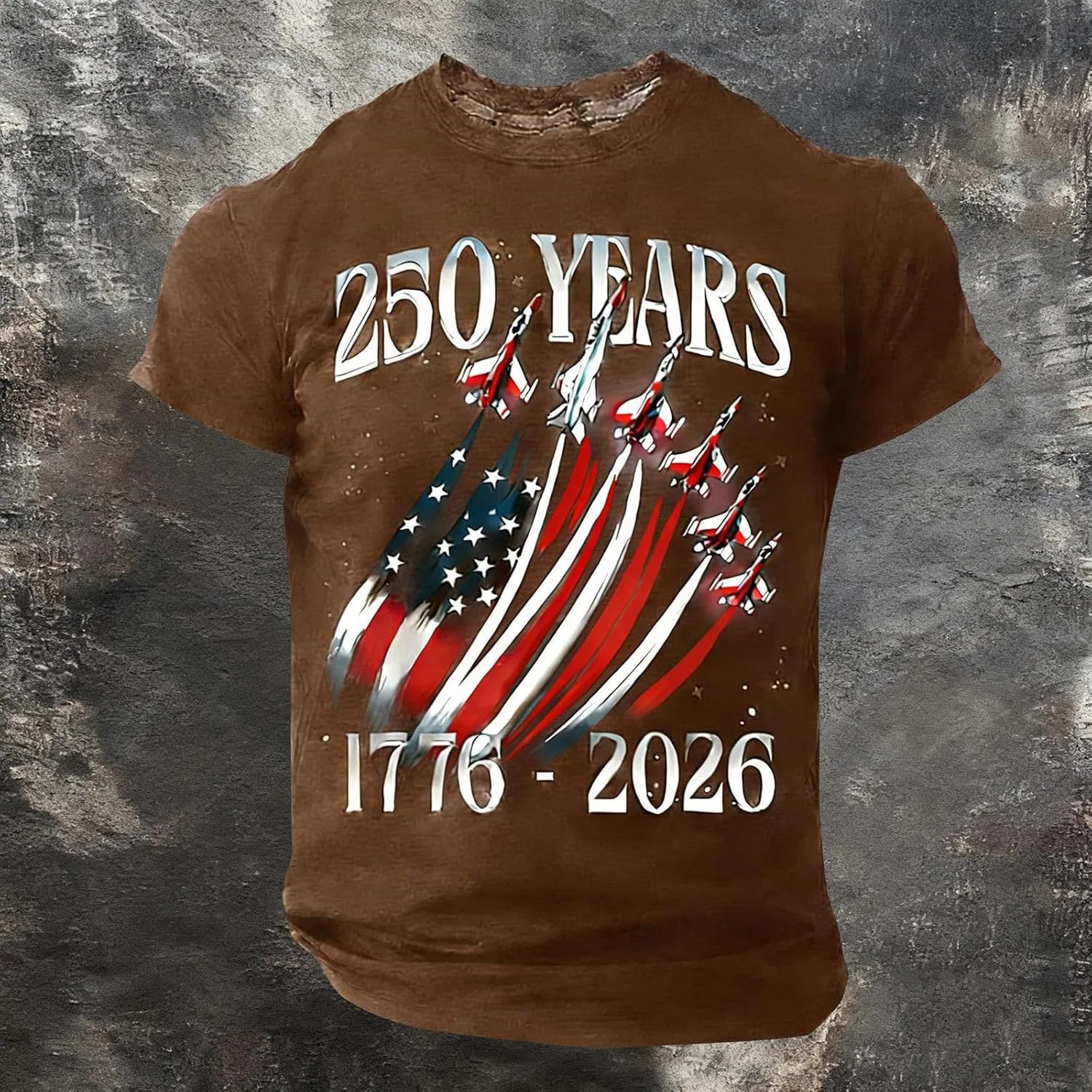 Мужская футболка с американским флагом 250th Anniversary, A-brown — фото 2
