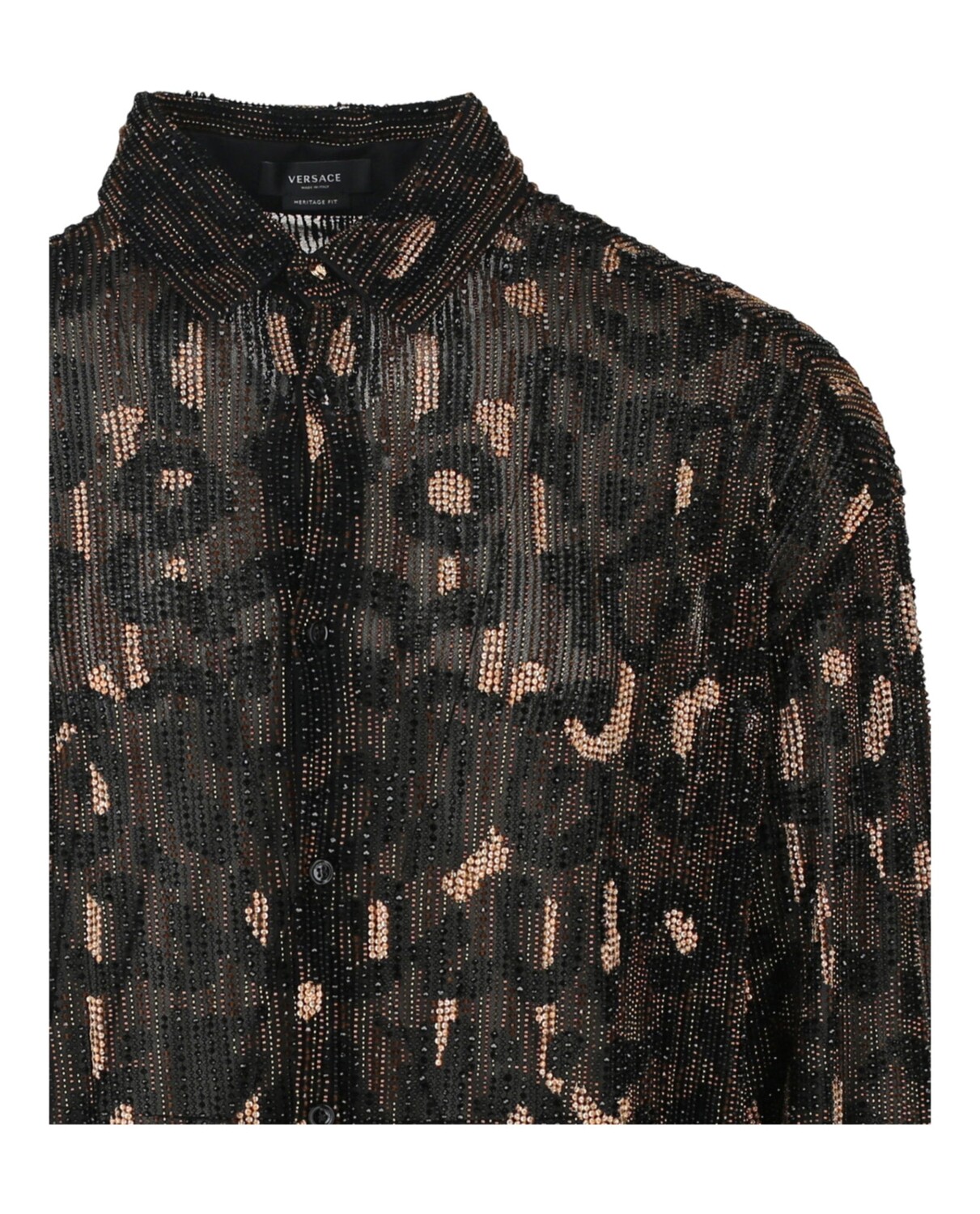 

Блуза с бисером и животным узором Versace, черный