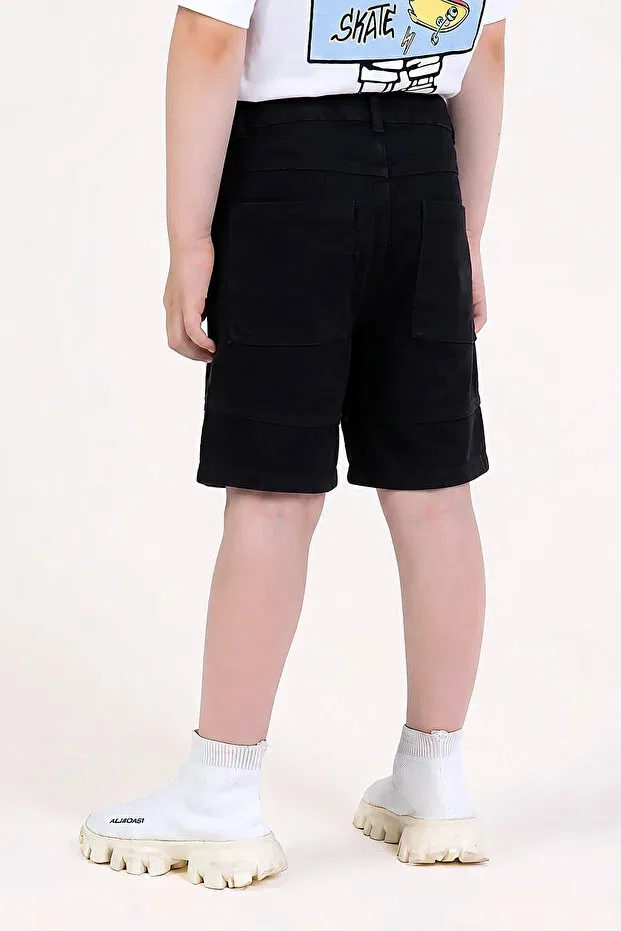 Детские шорты для мальчиков хлопковые Cargo pocket comfortable summer cotton denim fabric casual boy's jeans shorts Dmb Boys & Girls, Black — фото 2