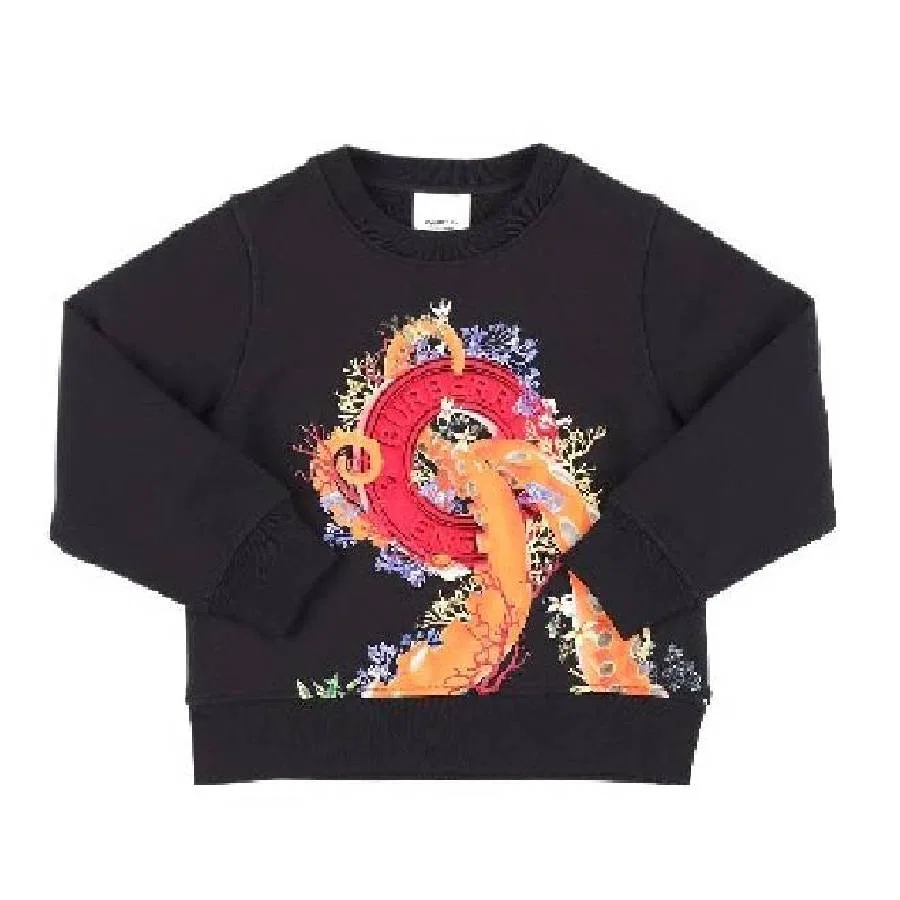 Свитшот с принтом Kids Coral Graphic Logo Burberry, Black — фото 3