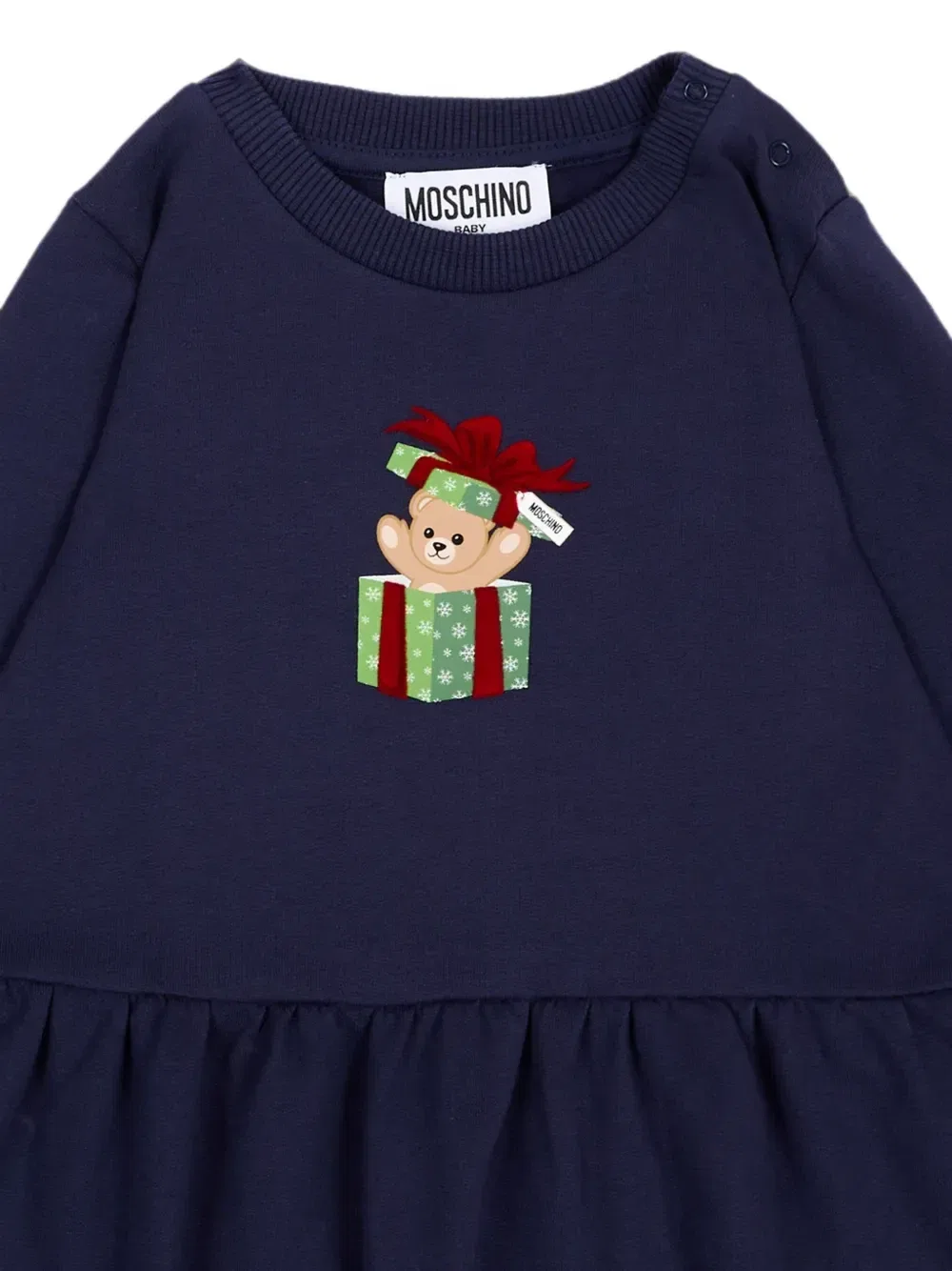 Платье с рюшами "Мишка Тедди" Moschino Kids, синий — фото 3