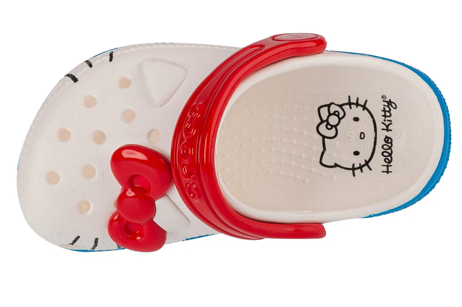 Детские шлепанцы Classic Hello Kitty Iam Clog T Crocs, Weiss Blau — фото 3