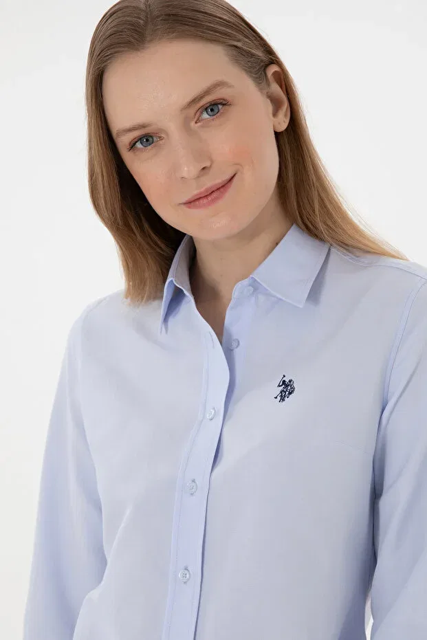 Женская рубашка с длинным рукавом Basics U.S. Polo Assn., Light Blue — фото 3