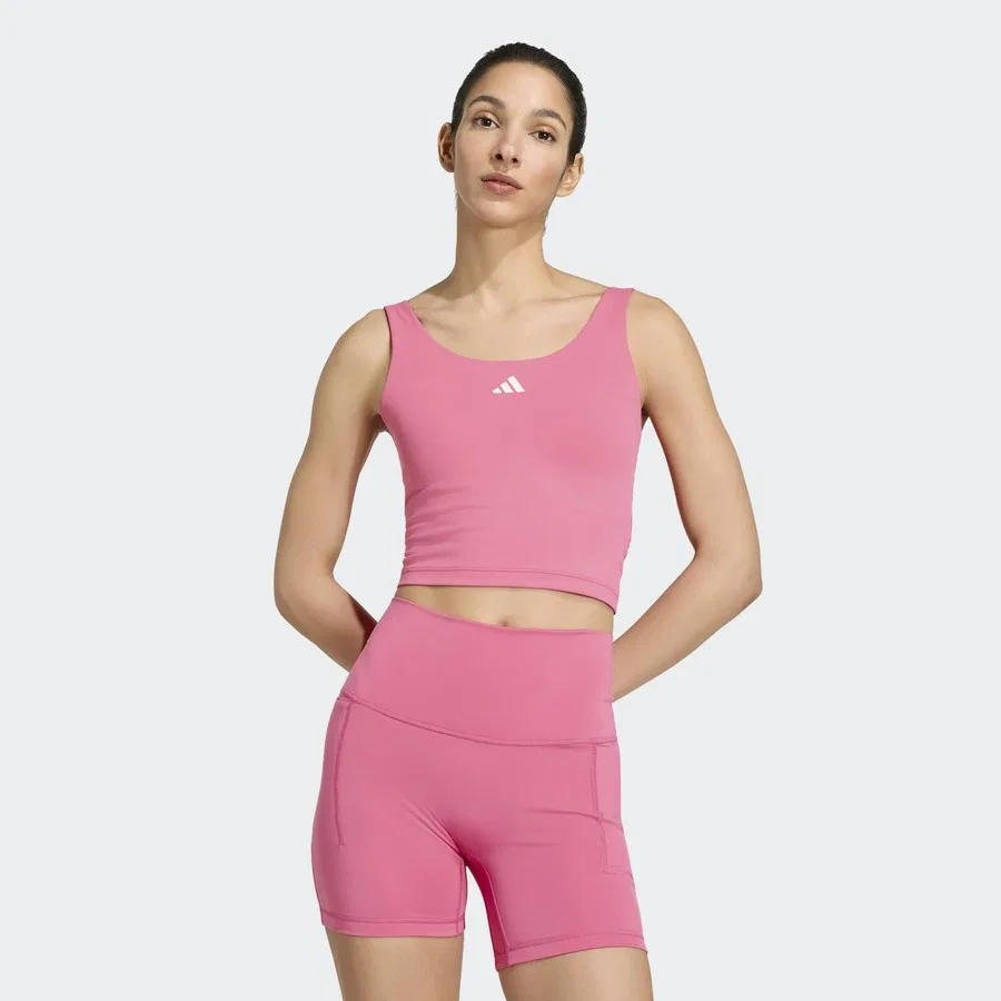 Женская спортивная футболка adidas Studio All Me, Розовый — фото 2