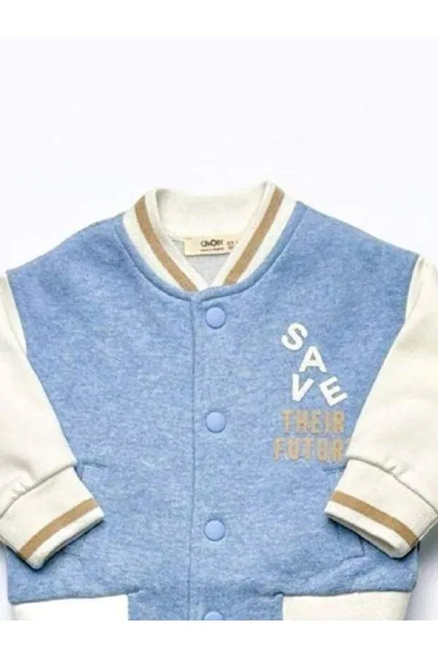 Детский кардиган с капюшоном для мальчиков Save Written College, Zekids, Blue — фото 3