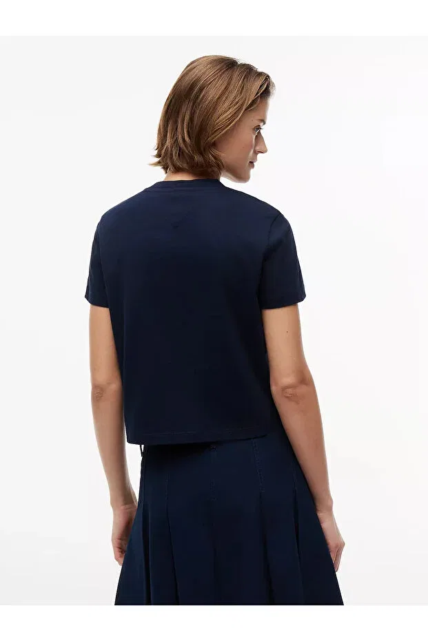 Женская футболка с принтом Iconic Flag Logo Regular Fit Tommy Hilfiger, Navy Blue — фото 4
